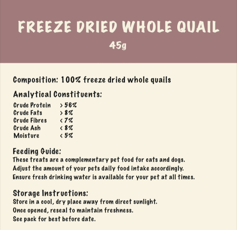 Freeze dried whole quail 40g